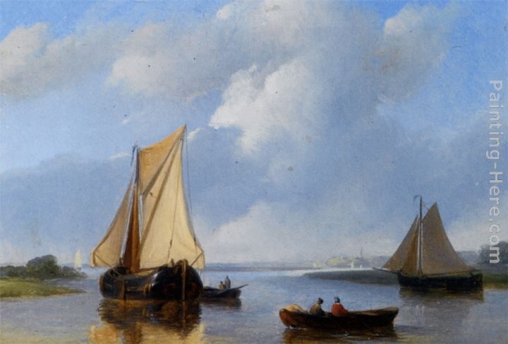 Petrus Jan Schotel Shipping in a Calm
